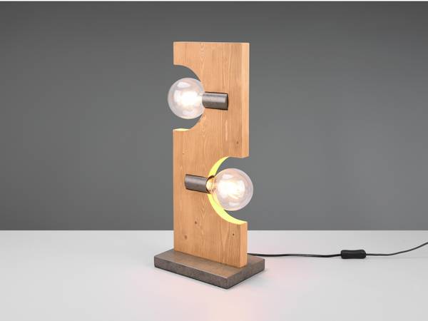 Tischleuchte Holz mehrflammig Höhe 52cm Braun - Silber - Eisen - 22 x 52 x 15 cm