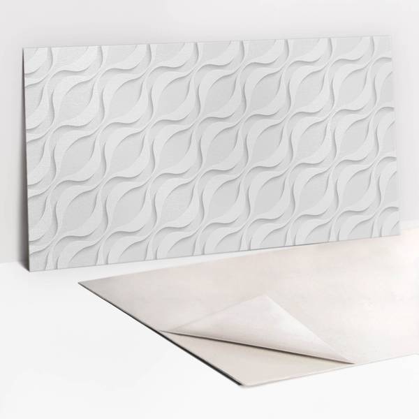 Selbstklebendes Wandpaneel Wellen Grau - Polyester PVC - 100 x 50 x 0 cm