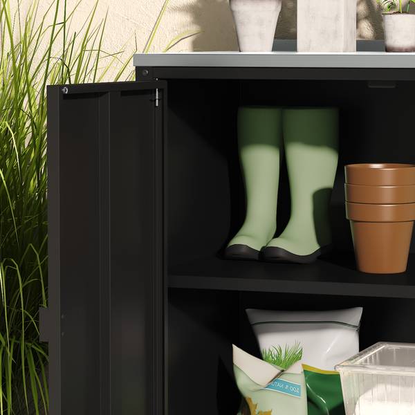 Outdoor Schrank Bolognano Schwarz - Edelstahl - Stahl - 80 x 92 x 50 cm