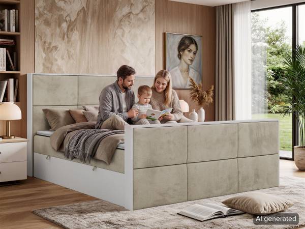 Boxbett DELVIT DUO Beige - Breite: 144 cm - H3