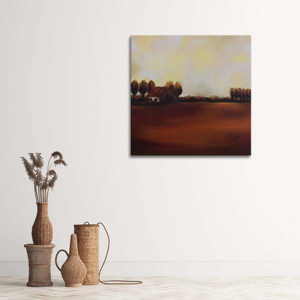 Wandbild blick auf ein feld auf dem land 30 x 30 cm