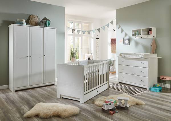 Babymöbel-Megaset Thilo 6-tlg. Weiß - Eisen - Holzverbundwerkstoff
