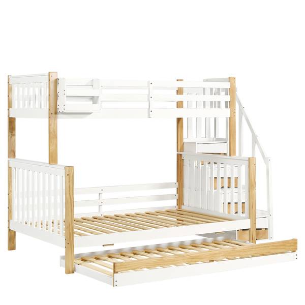 Etagenbett Elias I Weiß - Holzwerkstoff - Massivholz - 95 x 165 x 254 cm