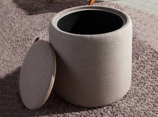 Hocker 5073 Grau - Strukturstoff - Flachgewebe - Webstoff - 44 x 40 x 44 cm