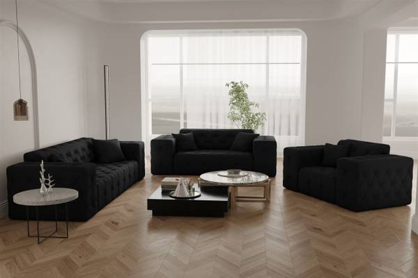 Sofaset CHANTAL 3-2-1 Schwarz