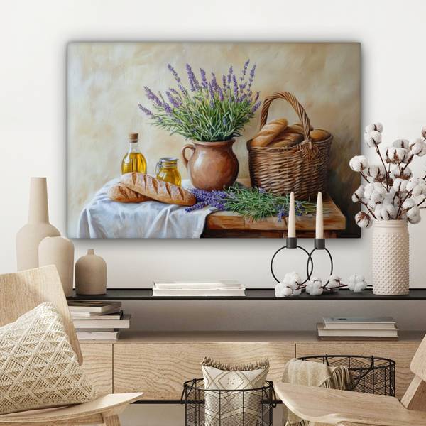 LEINWANDBILD Lavendel Violett - Baumwollstoff - 90 x 60 x 2 cm