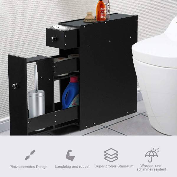 Nischenschrank Badschrank Schwarz - Holzwerkstoff - 48 x 58 x 16 cm