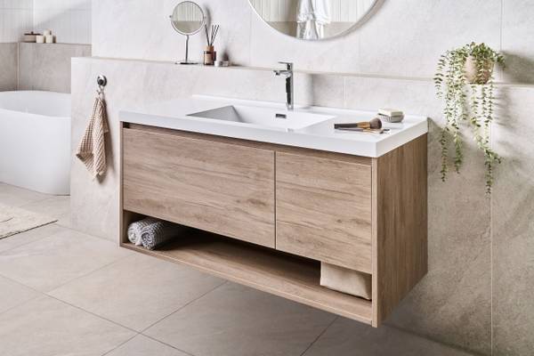 Badezimmerschrank UMAYO 2-tlg Braun - Weiß - Holzwerkstoff - 50 x 55 x 50 cm