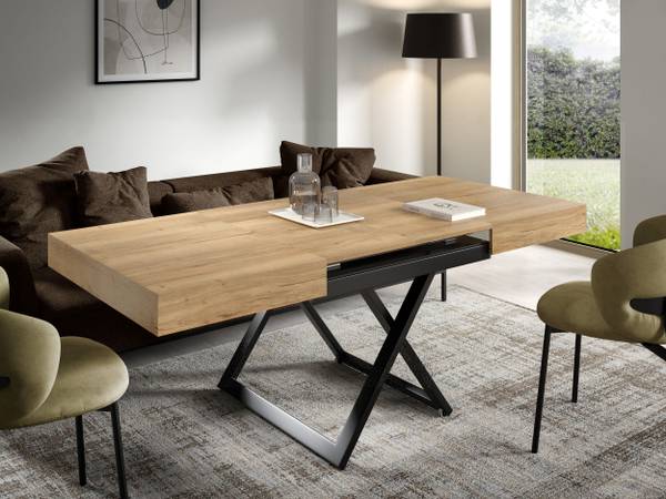 Couchtisch höhenverstellbar Elano Braun - Eiche - 80 x 80 x 200 cm