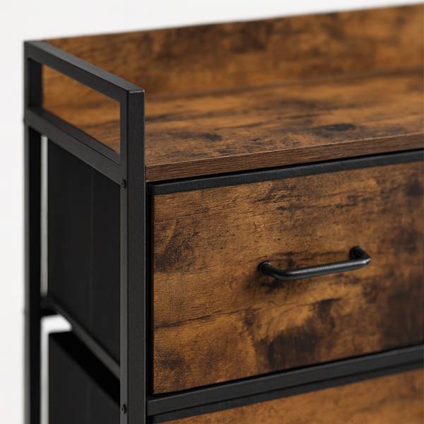 Ladekast met 7 stoffen lades zwart - bruin - ijzer - 85 x 98 x 29 cm