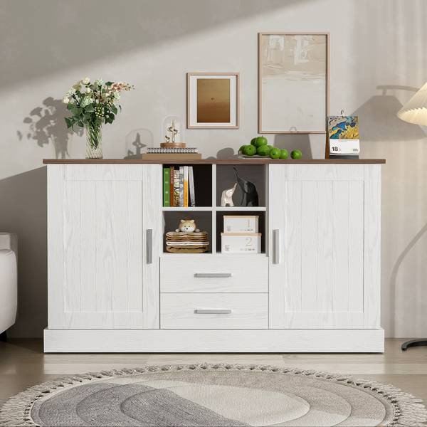Sideboard-BB3042 Weiß - Holzwerkstoff - 140 x 80 x 40 cm