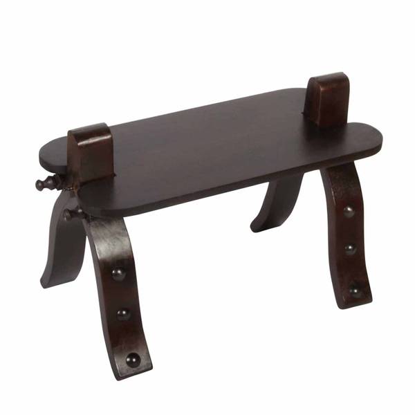 Orientalischer Kamelhocker Sadia Braun - Echtleder - Massivholz - 64 x 40 x 35 cm