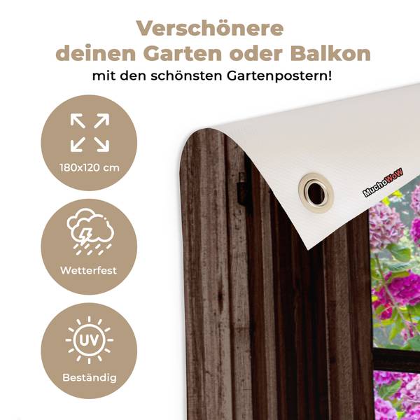 Poster de Jardin Chemin fleuri Marron - PVC - 180 x 120 x 1 cm