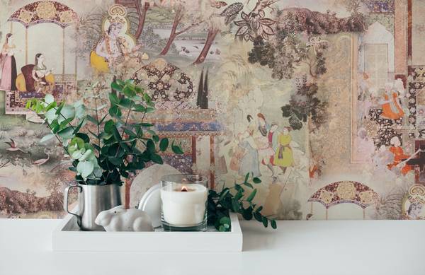 Vliestapete orientalisch Tapete Vintage Beige - Grau - Grün - Weiß - Fleece - 53 x 1005 x 1 cm