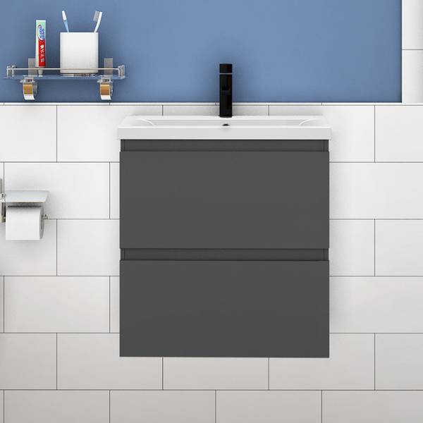Waschtisch Set Aalst 2tlg. Anthrazit - 51 x 40 cm