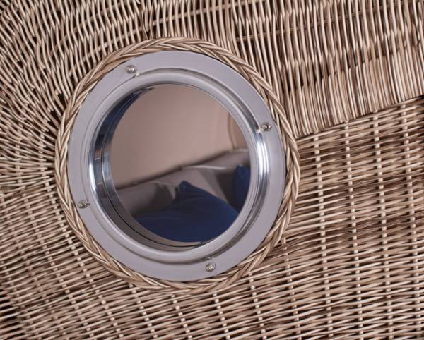 Strandkorb Düne Grande 2,5 Sitzer Grau - Polyester - Teakholz - 142 x 170 x 95 cm