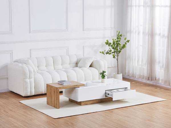 Couchtisch MANDREA Braun - Weiß - Holz teilmassiv - 178 x 38 x 60 cm