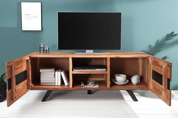 TV-Board AMAZONAS Braun - Akazie - Eisen - 160 x 65 x 43 cm