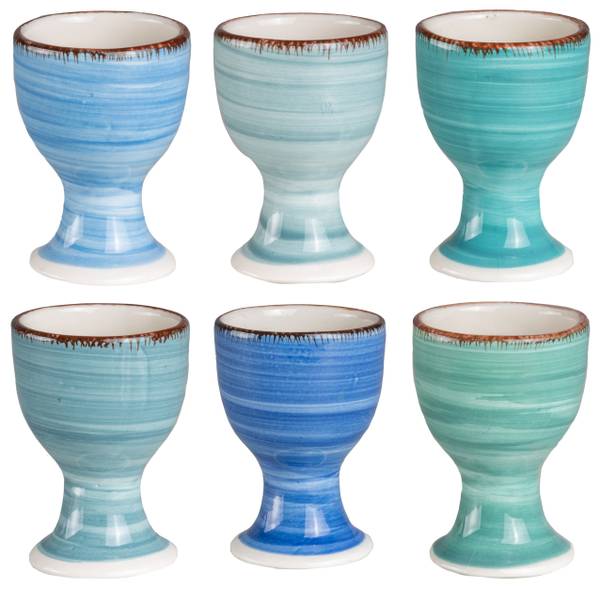 Eierbecher Delice Blue 6er Set Blau - Keramik - 2 x 7 x 1 cm