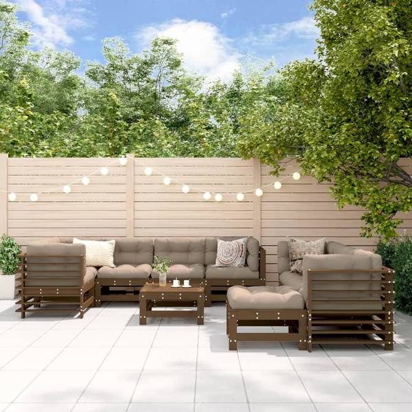 Garten-Lounge-Set 3029390 (10-teilig) Braun - Polyester - Kiefer - 63 x 60 x 57 cm