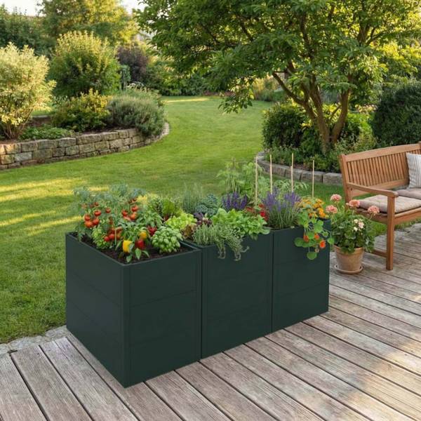 Hochbeet P64 (3er-Set) Grün - Stahl - 150 x 77 x 100 cm