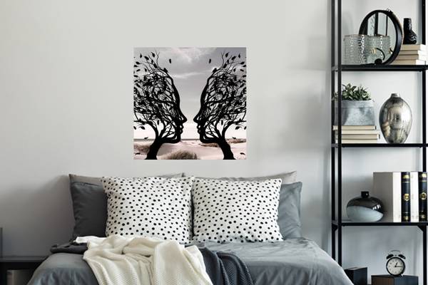 WANDTATTOO Strand Baum Grau - Polypropylen - 50 x 50 x 1 cm