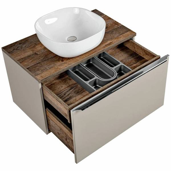 Waschtisch PUEBLA-56-106 Beige - Holzwerkstoff - 80 x 64 x 46 cm