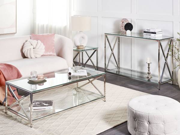Salontafel AUDET zilver - glas - 120 x 40 x 60 cm