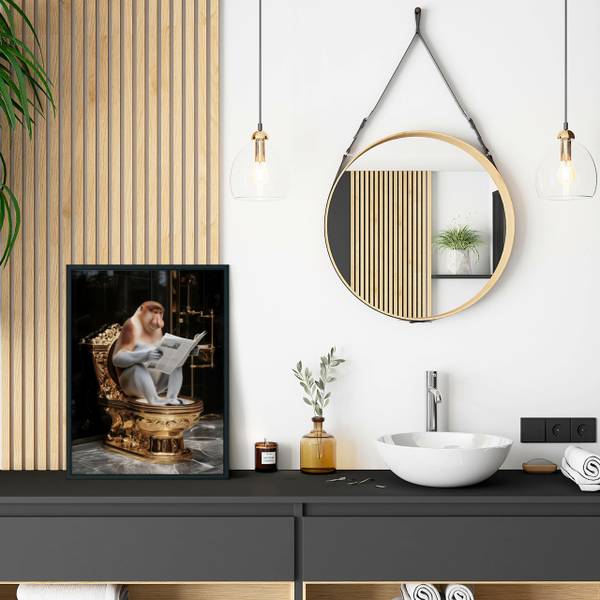 Poster NASENAFFE auf der Toilette 20 x 30 x 30 cm