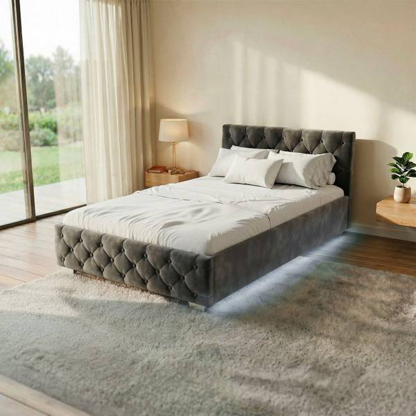 Polsterbett Nizza mit Matratze Grau - Breite: 120 cm