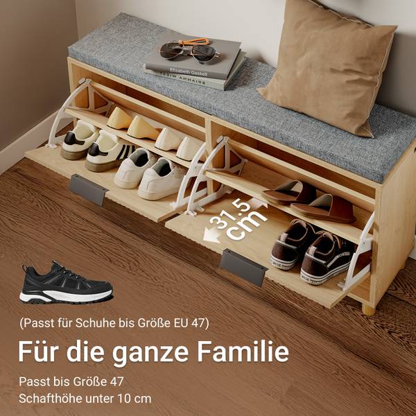 Schuhbank FSR211-N Braun - Holzwerkstoff - Textil - 24 x 50 x 100 cm