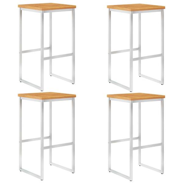 Chaise de bar 3002252-2 (lot de 4) Marron - Acacia - 40 x 75 x 40 cm