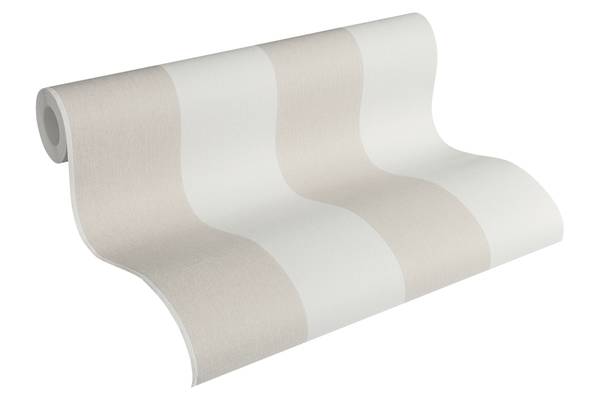 Pure Elegance Streifen-Tapete Beige - Braun - Weiß