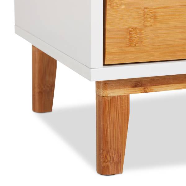 Standregal weiß Braun - Weiß - Bambus - Holzwerkstoff - 32 x 101 x 30 cm