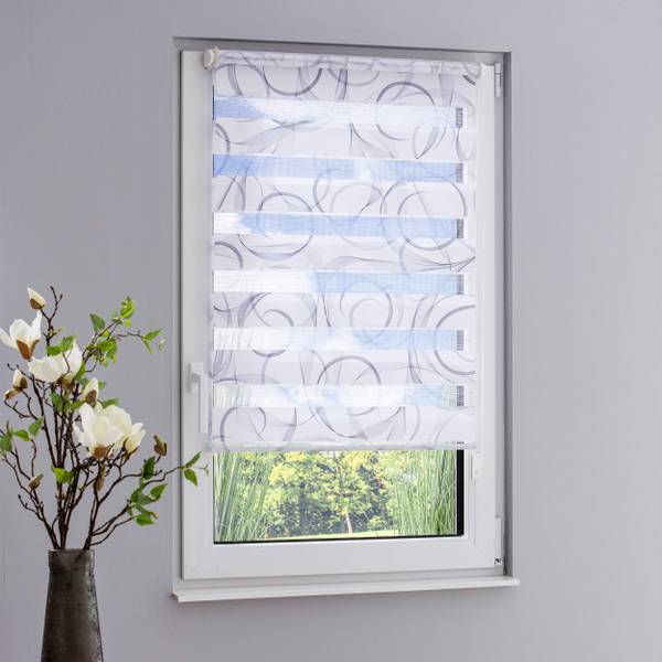Doppelrollo Klemmfix Grau - Weiß - 85 x 150 cm