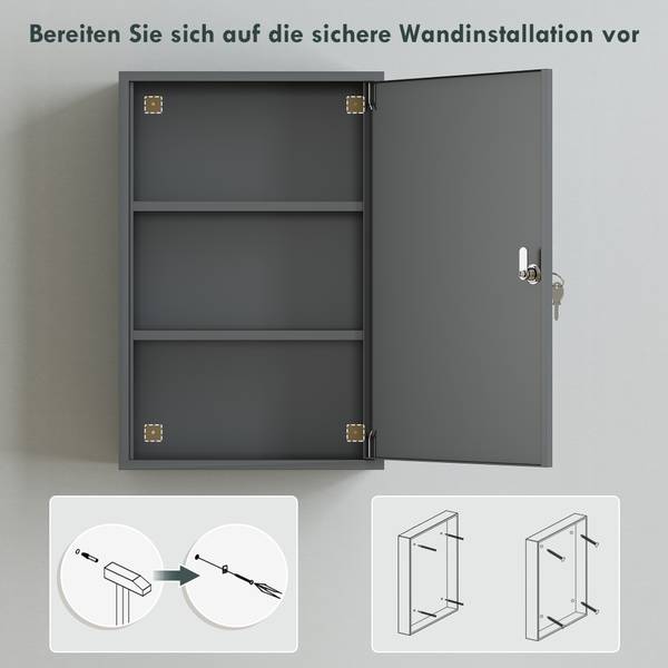 Medicijnkastje 834-295V00GB grijs - metaal - 18 x 60 x 40 cm