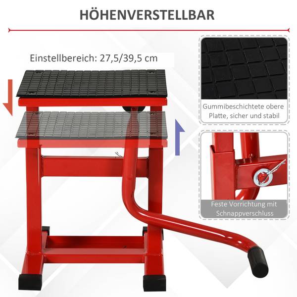 Motorradheber C30-011RD Rot - Metall - 34 x 43 x 48 cm