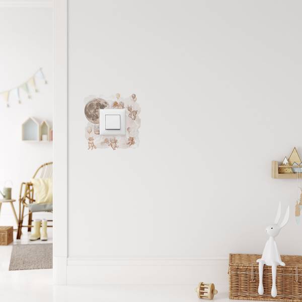 Lichtschalter-Sticker Waldtiere Beige - Grau - PVC - 20 x 20 x 20 cm