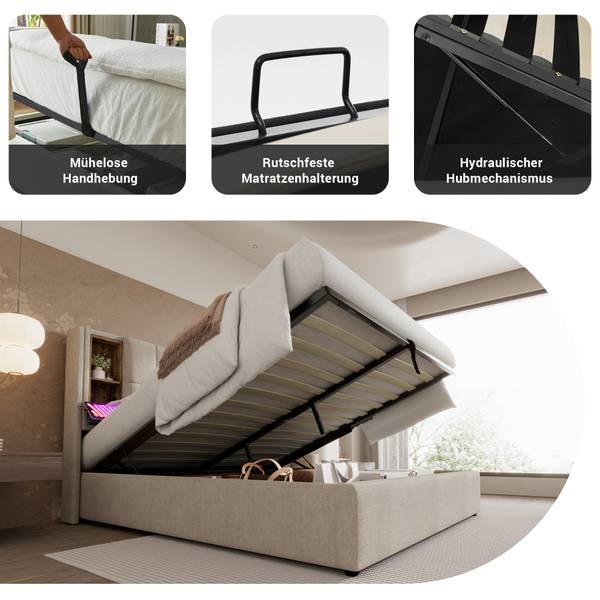 Polsterbett WireLessLade Ⅱ+ Beige - Liegefläche Breite: 140 cm