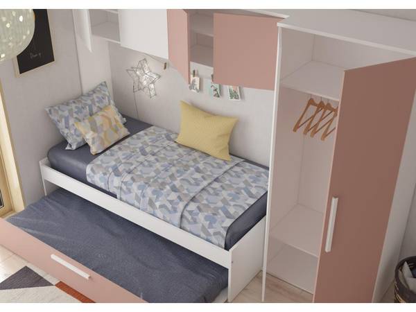 Bettrahmen LUMOKA Pink - Holz teilmassiv - 96 x 203 x 298 cm