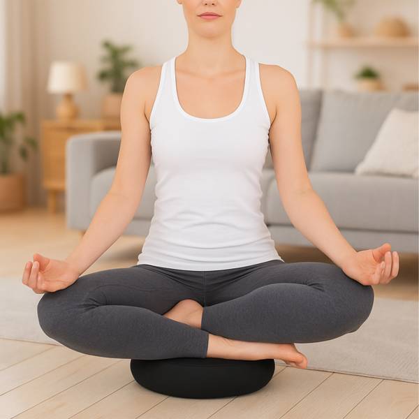 Meditationskissen Set mit Yogagurt Schwarz - Polyester - 33 x 13 x 33 cm