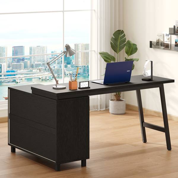 Bureau Eos Ⅴ zwart - plaatmateriaal op houtbasis - metaal - 100 x 76 x 150 cm