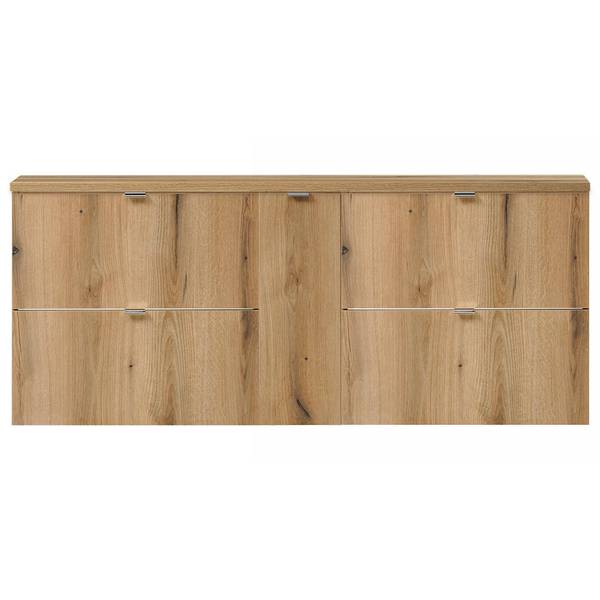 Doppelwaschtisch Skelbolu Braun - Holzwerkstoff - Metall - 141 x 60 x 40 cm