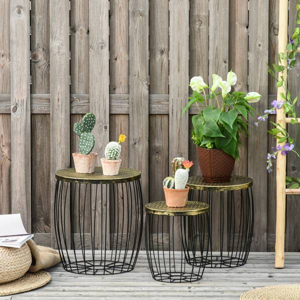 Beistelltisch BB5382 3er-Set Schwarz - Metall - 38 x 41 x 38 cm