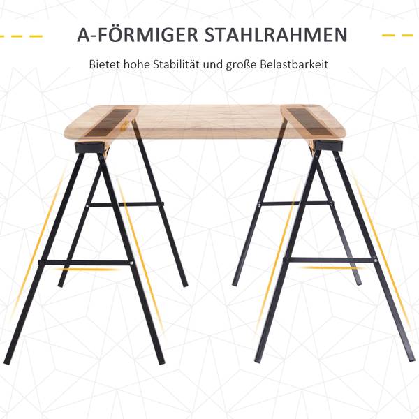 Arbeitsbock 2er Set B71-026 Gelb - Metall - 50 x 76 x 100 cm
