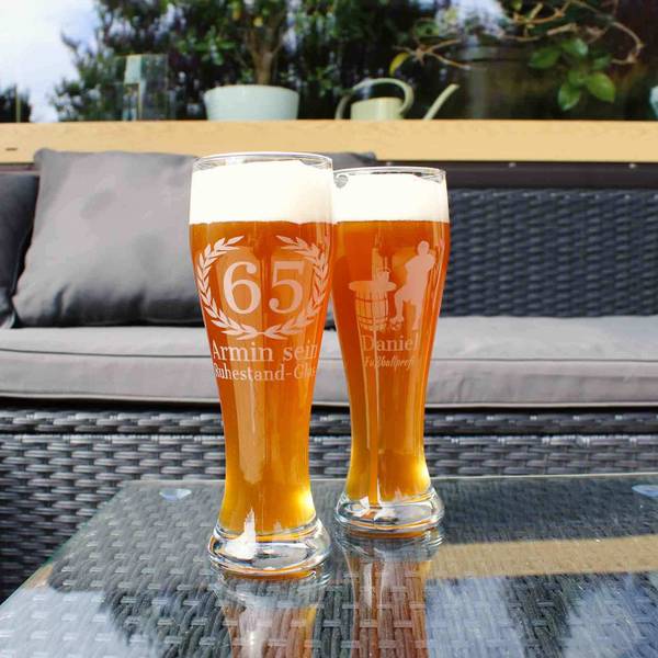 Weizenbierglas mit Gravur 65. Jubiläum kaufen
