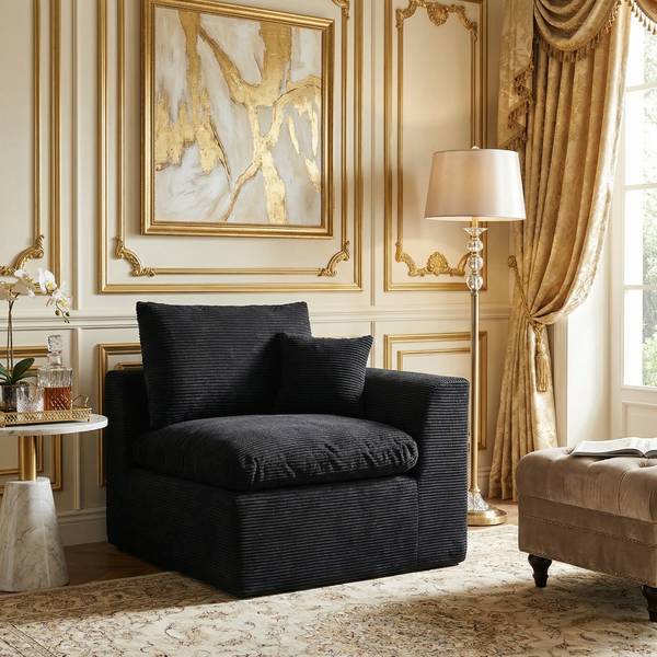 2-Sitzer-Sofa ZenithEra Schwarz - Cord - 101 x 84 x 103 cm