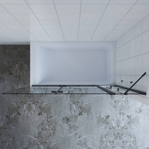 Duschabtrennung Badewannenaufsatz Schwarz - Glas - 150 x 140 x 0 cm