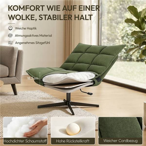 Bürostuhl ARL84 Grün - Metall - 76 x 107 x 88 cm