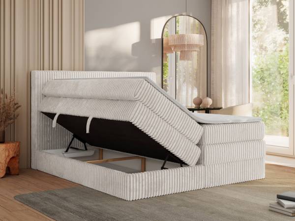 Boxspringbett TILIANO KING Beige - Ecru - H3 - Liegefläche Breite: 200 cm
